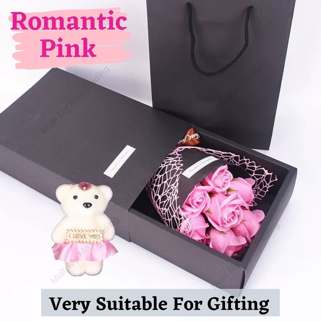 mudahmart246 Rose Soap Flower Bouquet Bear Gift for Christmas Birthday ...