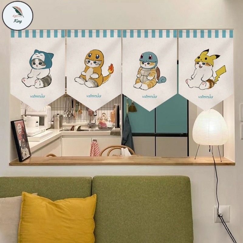 KS Raya Door Curtain Cartoon Lucky Cat Langsir Short Curtains Kitchen ...