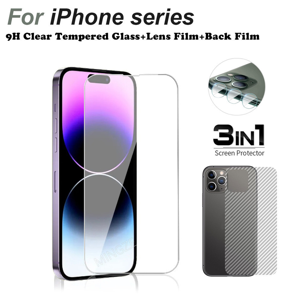 thumbnail interactive-video image 1 of Inserismall Clear Shockproof Case + Screen Protector + Lens Film For IPhone 14/13/12/11 Series 1 of 4
