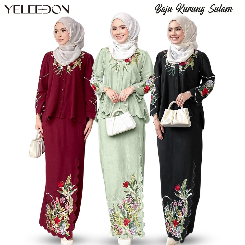 YELEEDON BAJU KURUNG MODEN 2024 Sulam Plain baju raya 2024 viral baju ...