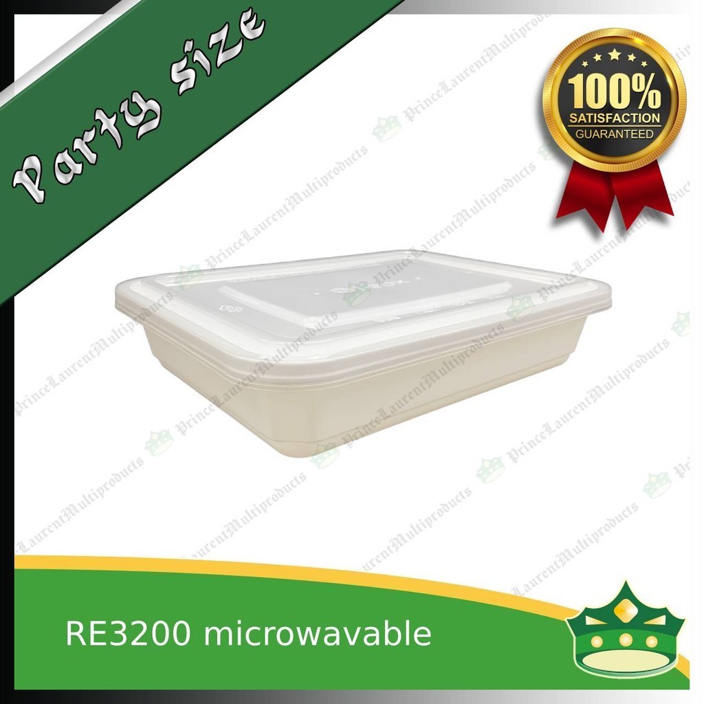 [5 pcs] 3200ml microwavable plastic large rectangular container with ...