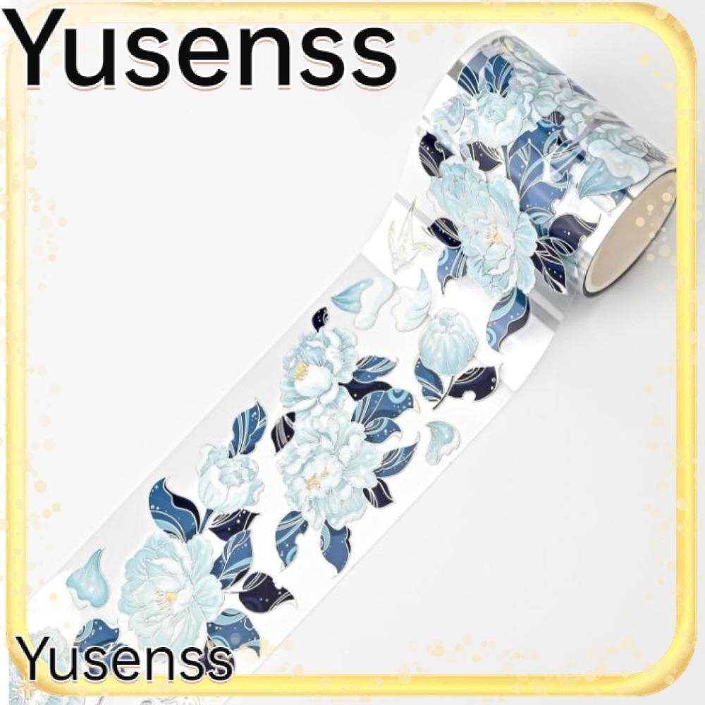 YUSENS Washi Tape, Blue PET Flower Tape, Crafts Tapes Transparent Tape