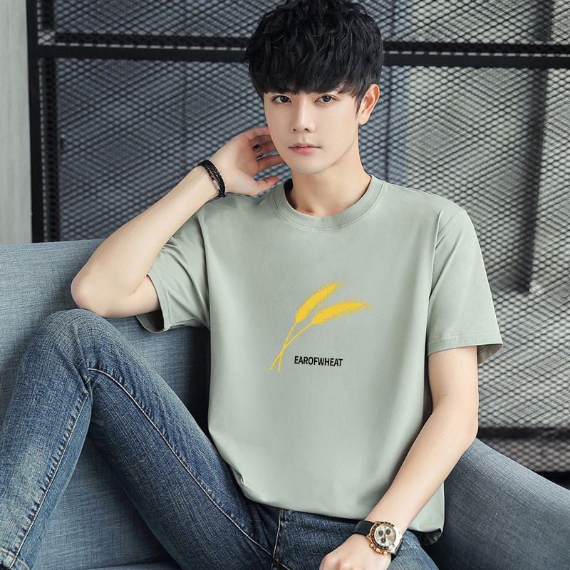 Men's Loose Fitting Tshirt Fashionable Round Neck Casual Half Sleeve T