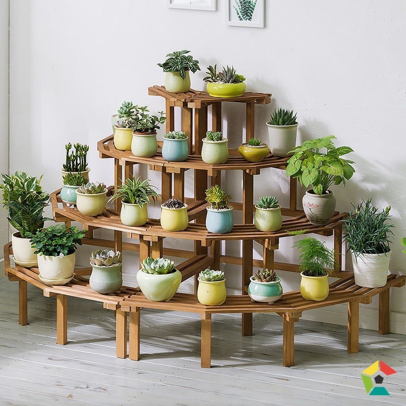 Rak Bunga Taman Garden Arc Flower Rack Multi-Tier Wooden Plant Stand ...