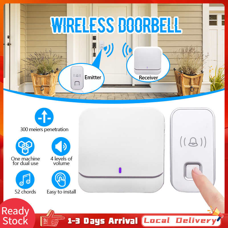 Waterproof Wireless Doorbell Malaysia 3pin Plug Smart 300M Long Range