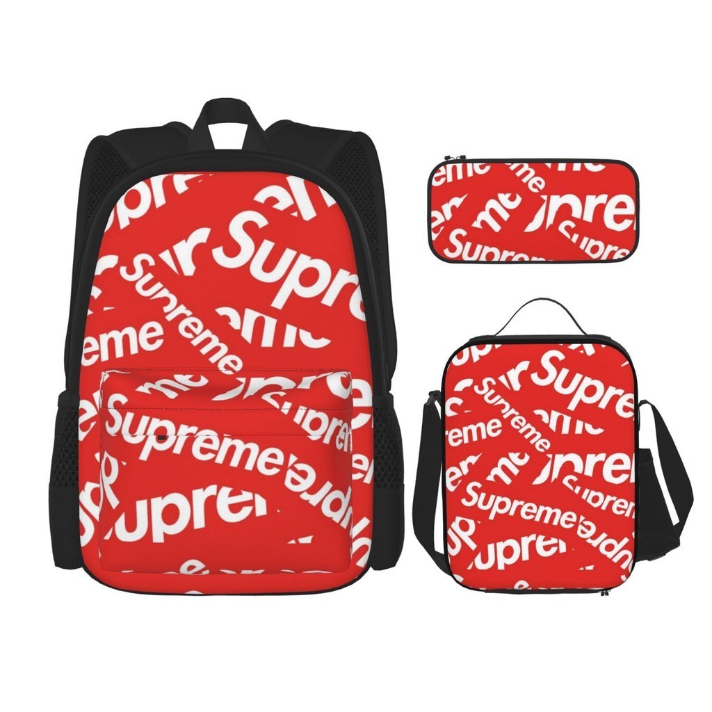 Supreme School bag + pencil case + lunch bag combination 3in1