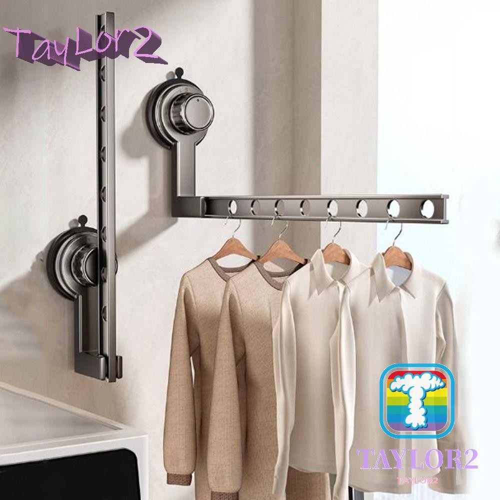 ATAYLOR Folding Clothes Drying Rack, Non-Punching Wall-mounted Suction ...