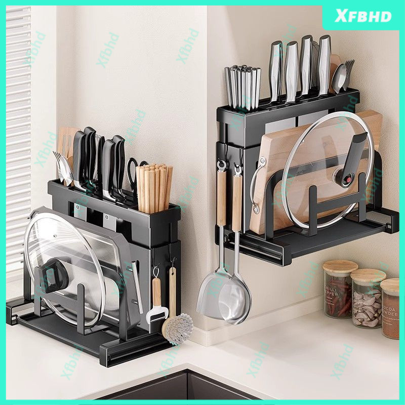 Kitchen Knife Rack Shelf Stainless Steel Countertop Cutting Board Rack ...