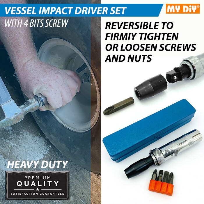 MYDIYHOMEDEPOT Vessel Impact Driver Set with 4 Bits Screw Loosening