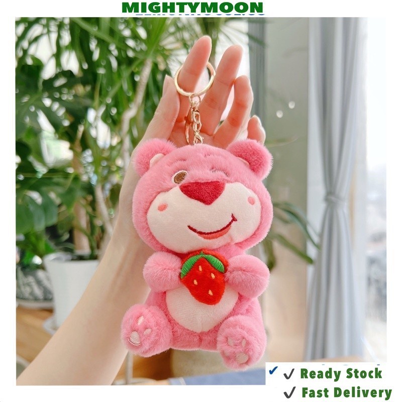 Ready Stock Disney Strawberry Bear Lotso Keychain Creative Plush Toy ...