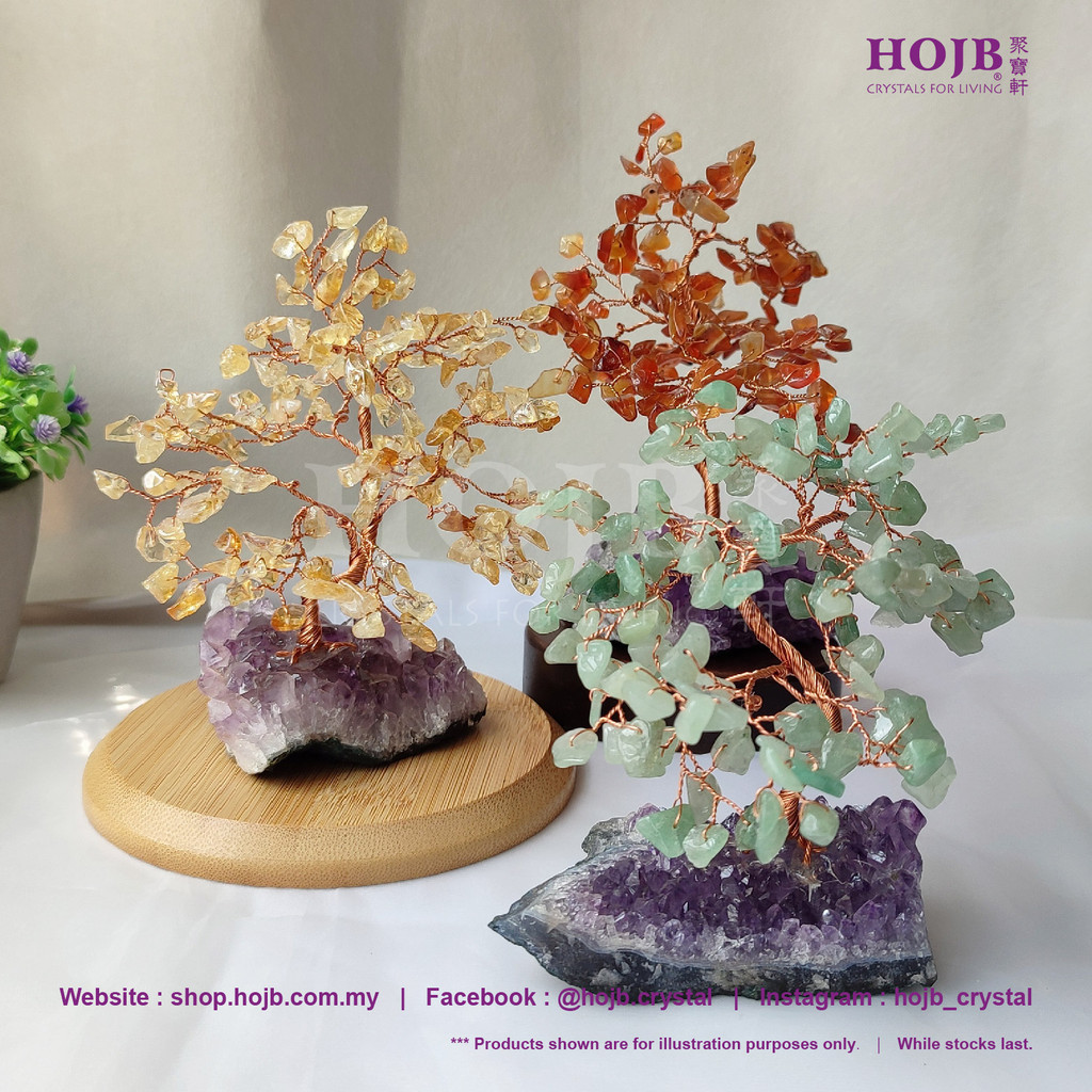 Hojb Brazilian Crystals Stone Lucky Tree With Amethyst Cluster Base 