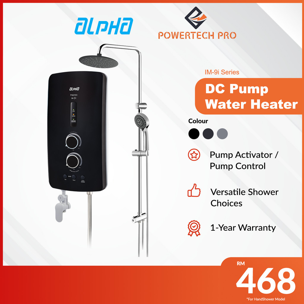 Alpha Instant Water Heater with Silent DC Pump RainShower (IM-9i Series ...