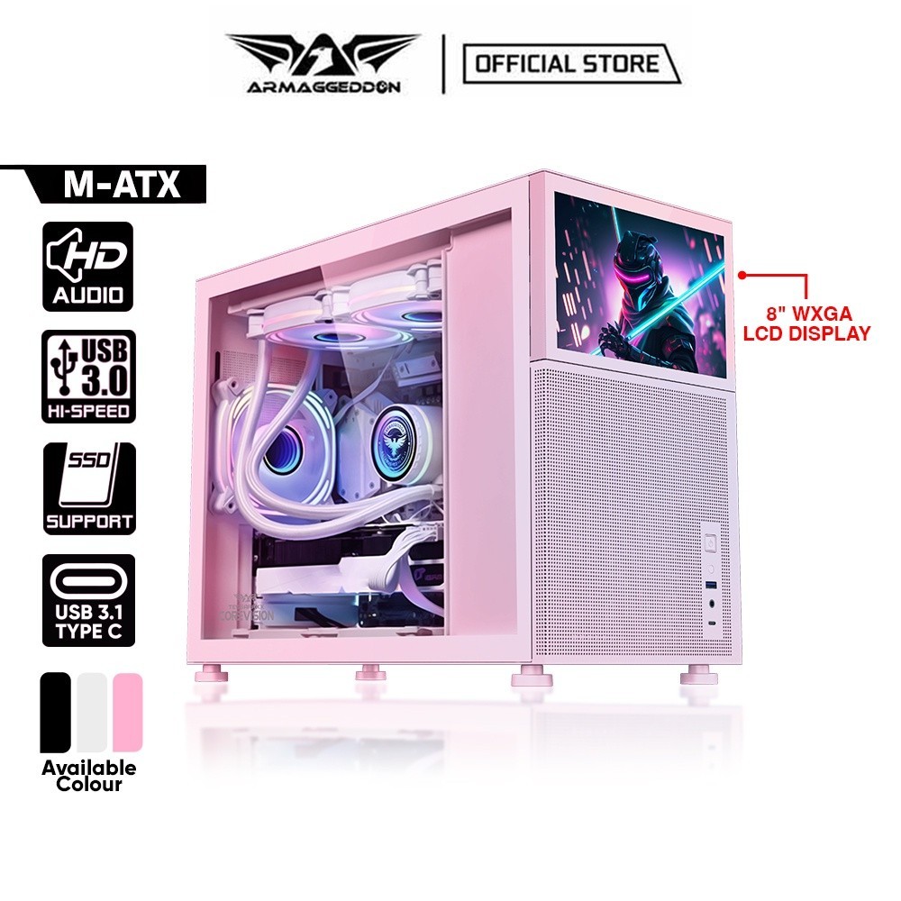Armaggeddon Tessaraxx CoreVision MATX PC Gaming Casing with LCD Display