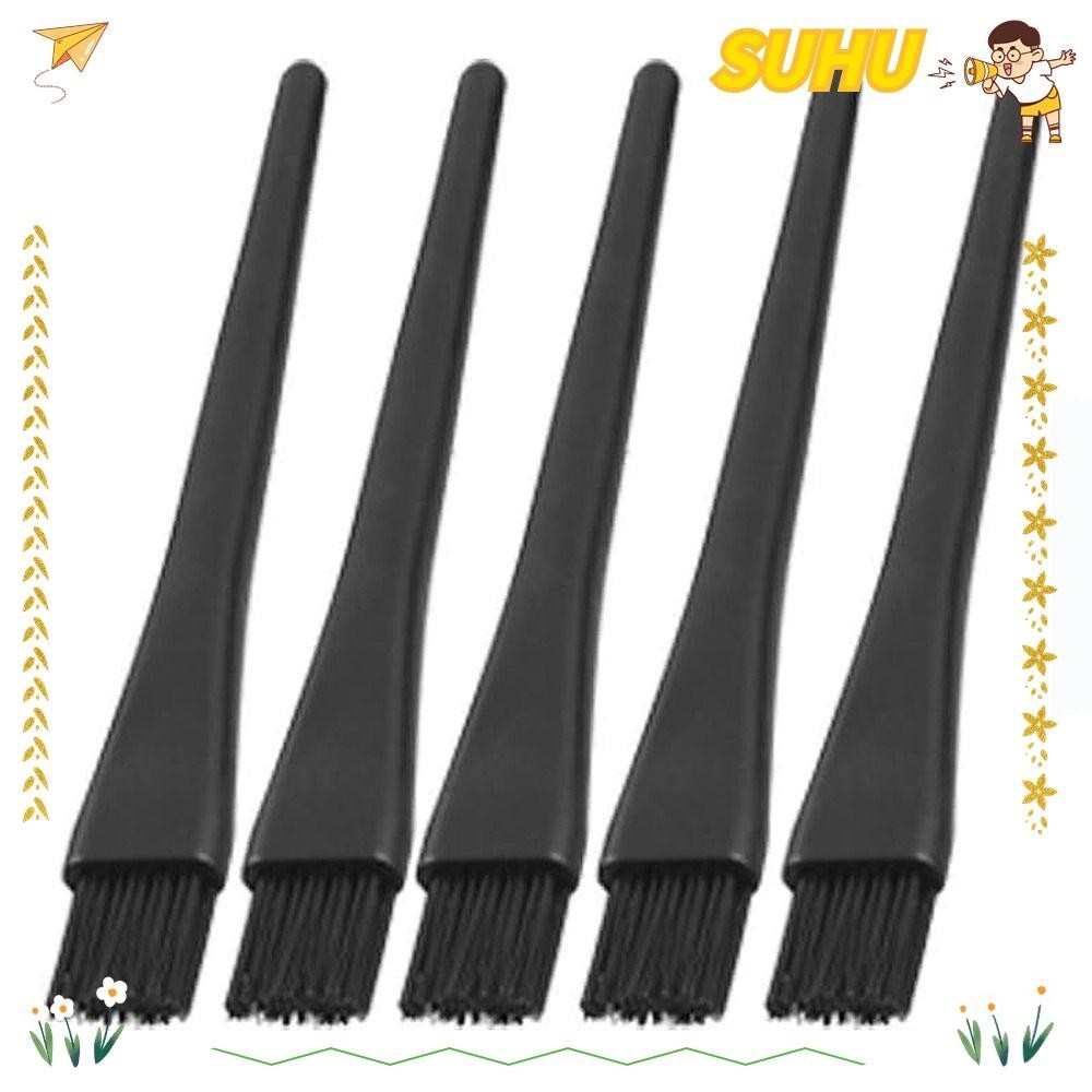 SUHU 5Pcs ESD Cleaning Brushes, Black Plastic Round Handle Brush, Anti ...