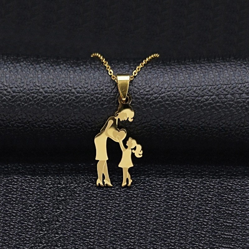 Mom And Daughter Necklace Silver Gold Color Stainless Steel Pendant ...