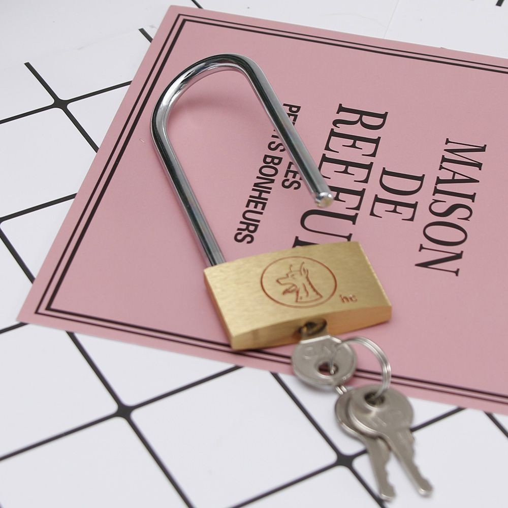 Solid Brass Padlock with 3 Keys, 3Inch Long Shackle Locker Lock, 1-9/16 ...