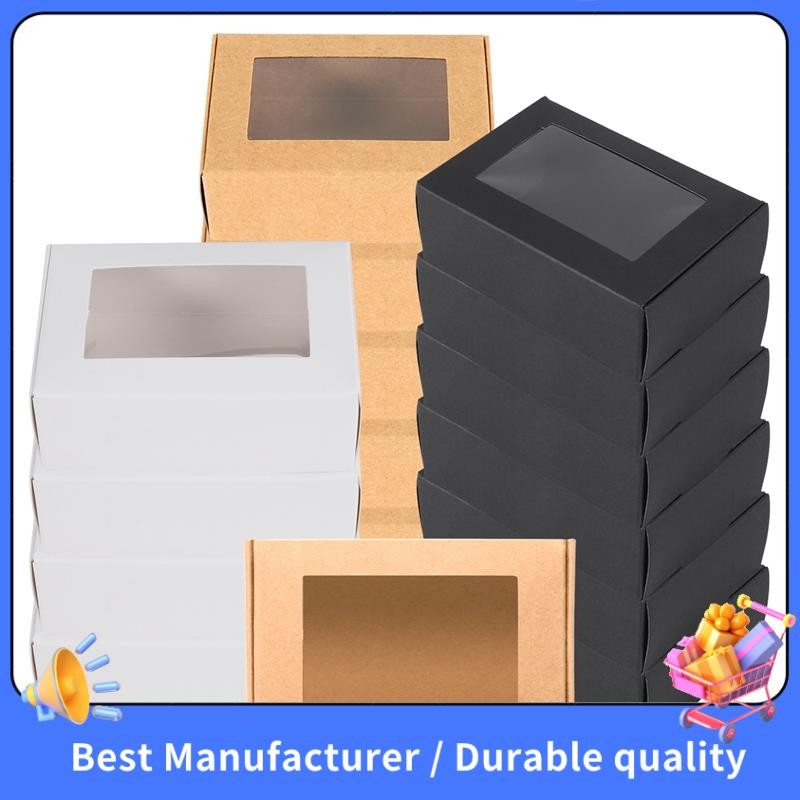 【NEW】30 Pcs Mini Kraft Paper Box with Window Present Packaging Box ...