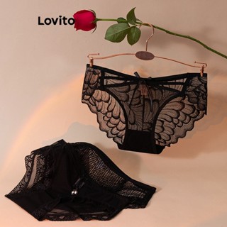 Lovito Casual Plain Mesh Panties for Women LNA23015 (White/Black)
