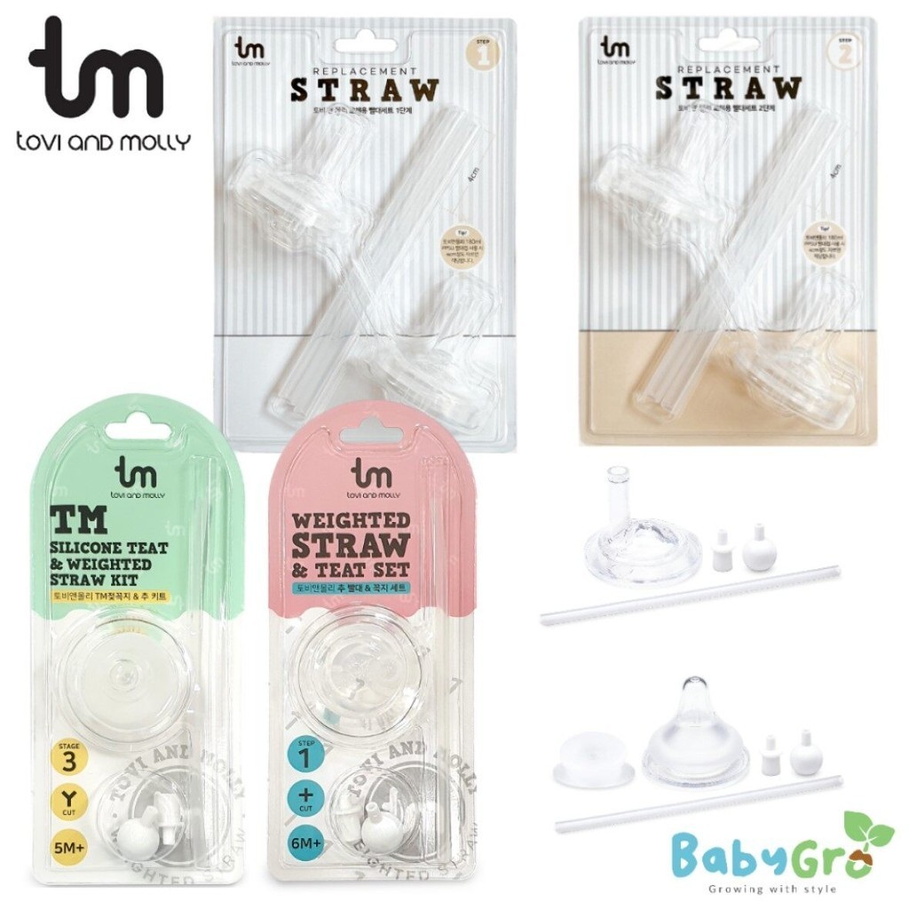 Tovi & Molly Feeding Bottle Replacement Straw Set Weighted Straw Weighted Silicone Teat