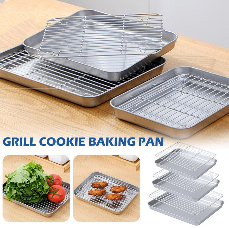 Rectangle Stainless Steel Cooling Tray Biscuit Bread Cake Toast Cooling ...