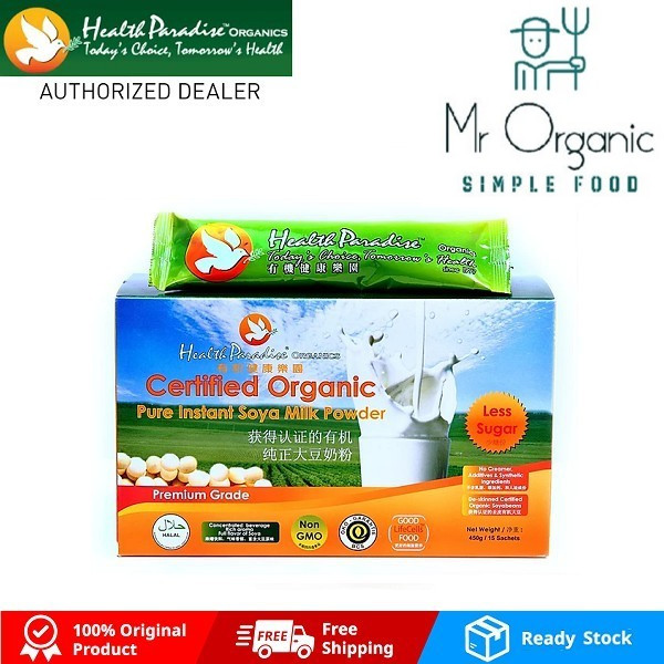 Health Paradise Organic Pure Instant Soya Milk Powder Less Sugar 450gm Net 15 Sachets