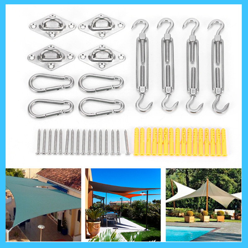 Sun Shade Sail Hardware Kit Turnbuckle Wire Rope Tension Heavy Duty