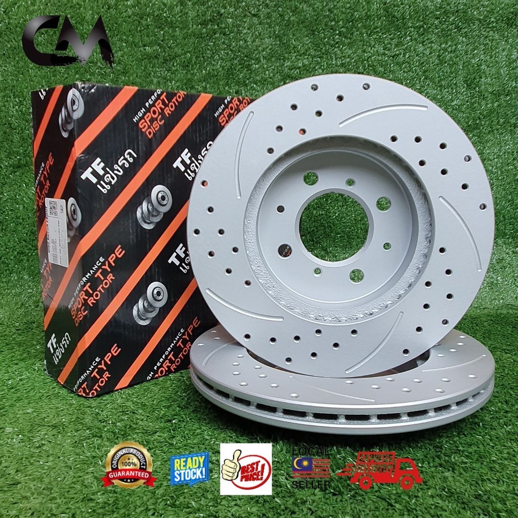 ORIGINAL TF SLOTTED & DRILLED DISC ROTOR (FRT) FOR JAZZ TFO/CITY TMO ...