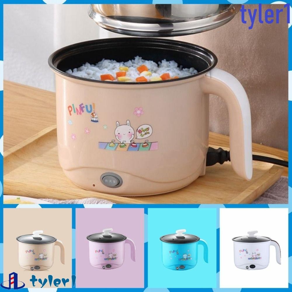 TYLER1 Mini Electric Hot Pot, 1.5L Non Stick Cooking Pot, Potable Adjustable Heat Settings