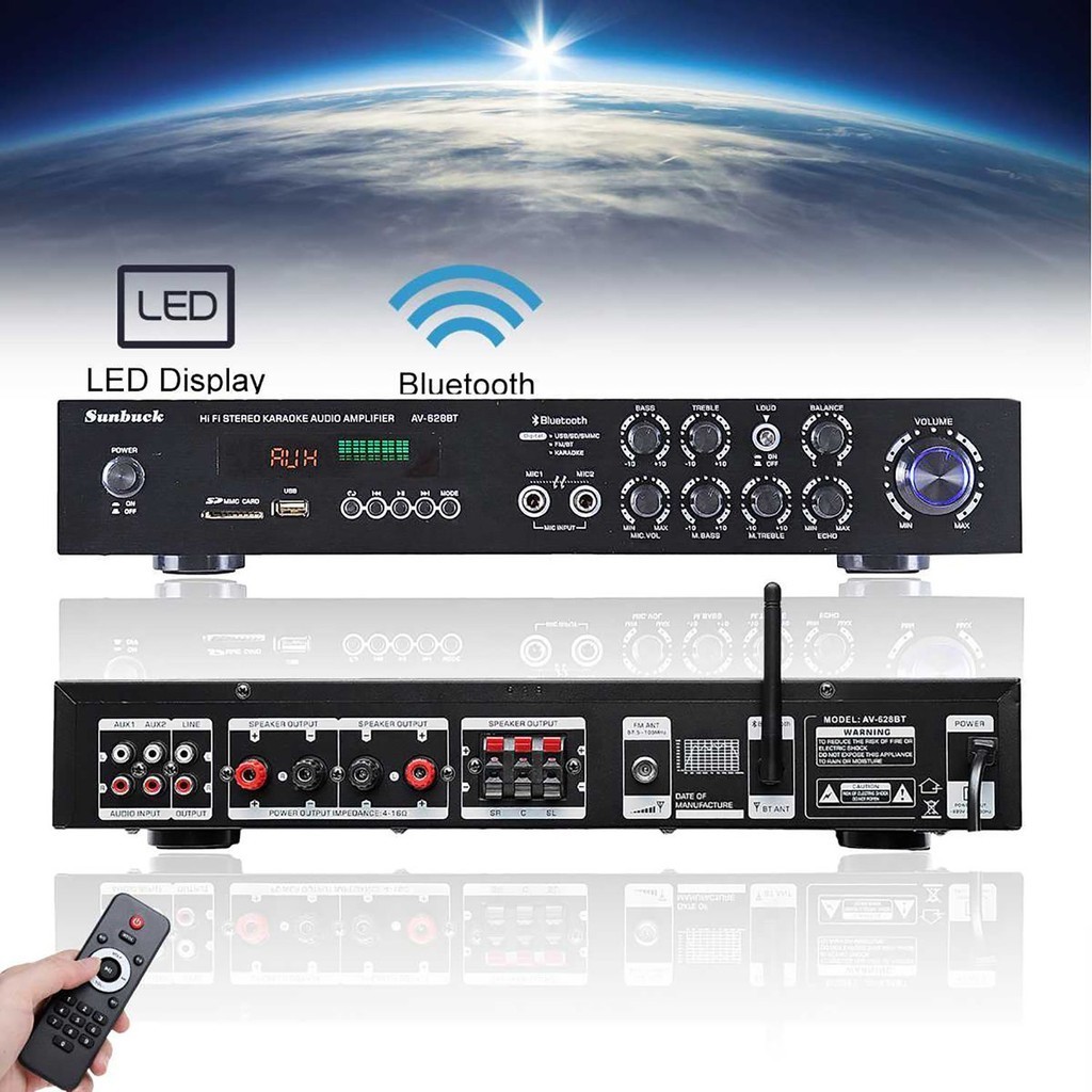 AV-628BT 5.1-Channel Out Subwoofer / 2 Audio-Input Bluetooth Amplifier ...