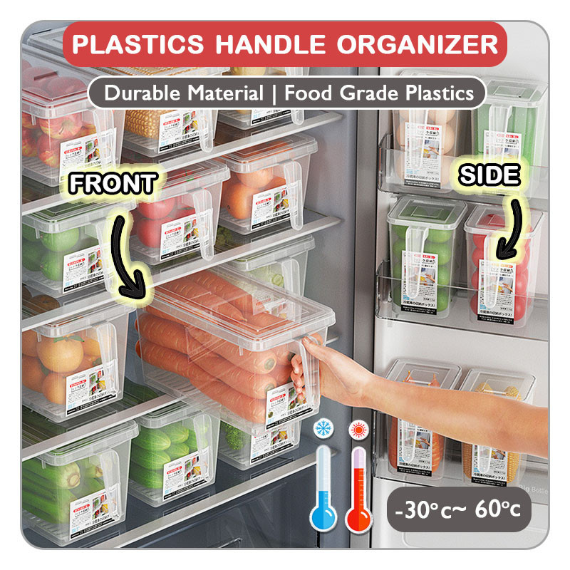【𝗔𝗦𝗛】Plastics Fridge Storage with Handle 🔥 ️ Containers Stackable