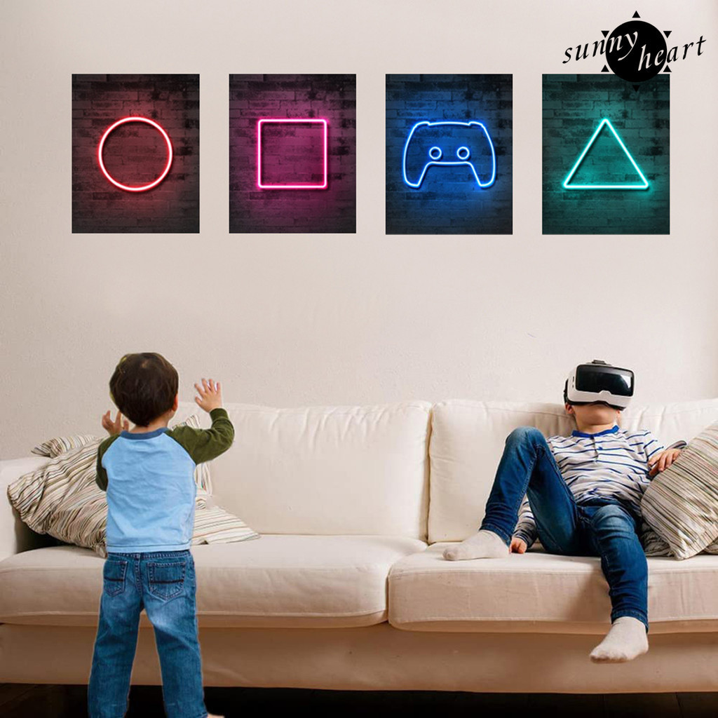 [SH]Game Wall Stickers Self-Adhesive Neon Video Gamer Wall Decals ...