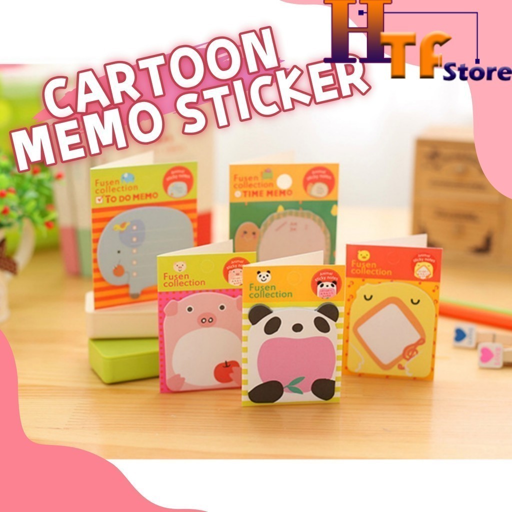 Cute Cartoon Memo Sticky Note Tear Off Zoo Animal Park Sticker Note ...