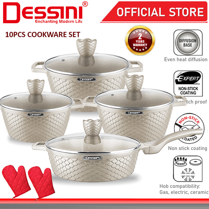 DESSINI ITALY GGF-10-S 10 Pcs Casserole Die Cast Aluminium Non Stick ...