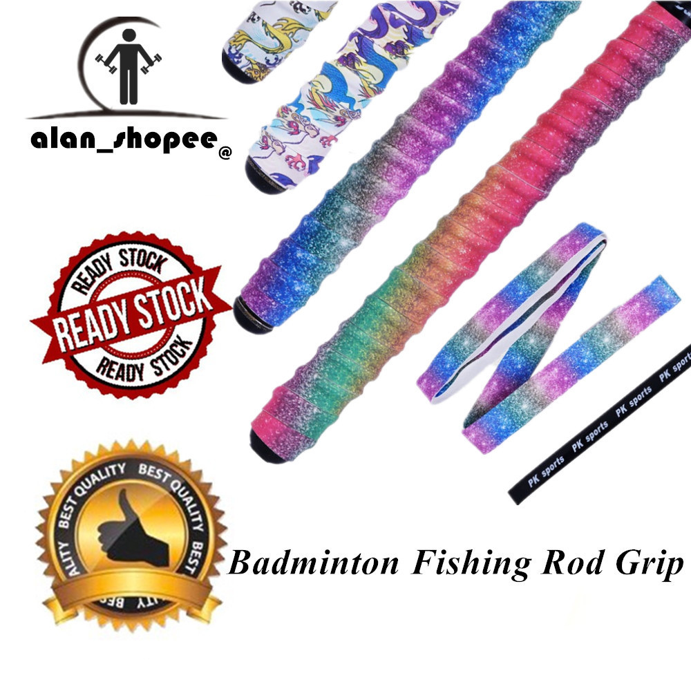 1.5M Keel Sweatband Rainbow Chameleon Fishing Rod Wrap with Badminton ...