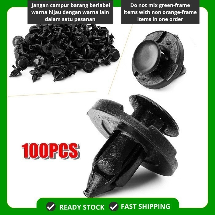 100 Pcs 10mm Bumper Clips & Push Rivets – Fits Honda & Acura – Hood, Fender, Splash Guard Retainers