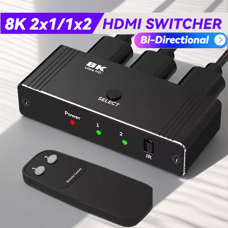 8K 60Hz HDMI-Compatible Bi-Directional Switcher 2 in 1 out 4K 120Hz ...