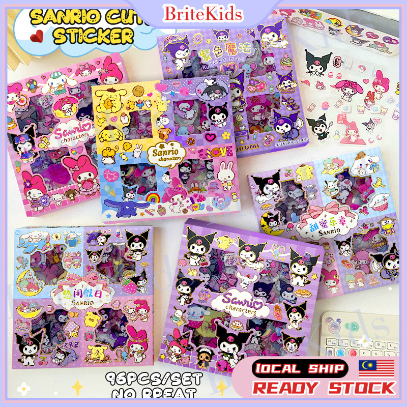 100pcs Sanrio Sticker Set DIY For Girls Gift Box Kuromi Sanrio Cartoon ...