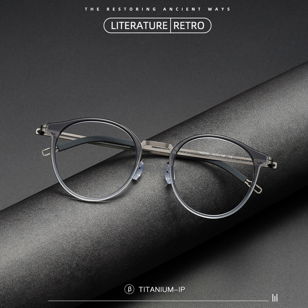 Titanium Eyeglasses Frame Fashion Screw-less Spectacle Office Round Frame  Anti Blue Ray Only Gram Frame Reading Glasses Block Blue Light Men Women 