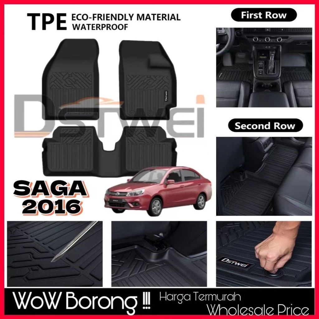 DSTWEI TPE Car Mat Car Carpet Karpet Kerete TPE compatible for PROTON ...