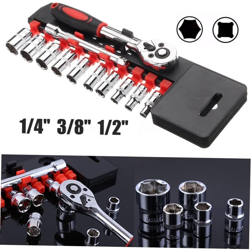 12 in 1 Heavy Duty Socket Set 1/2 Chrome Vanadium Steel Hex 12pc Socket