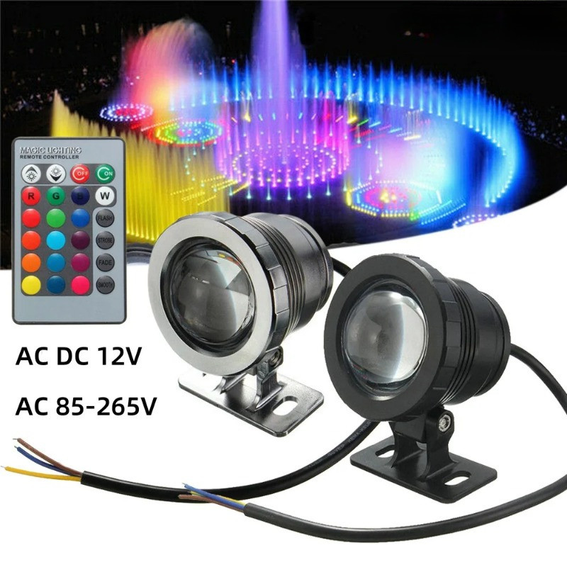 Underwater 10W Light RGB LED Flood Lights Fountain Pool Pond Aquarium ...