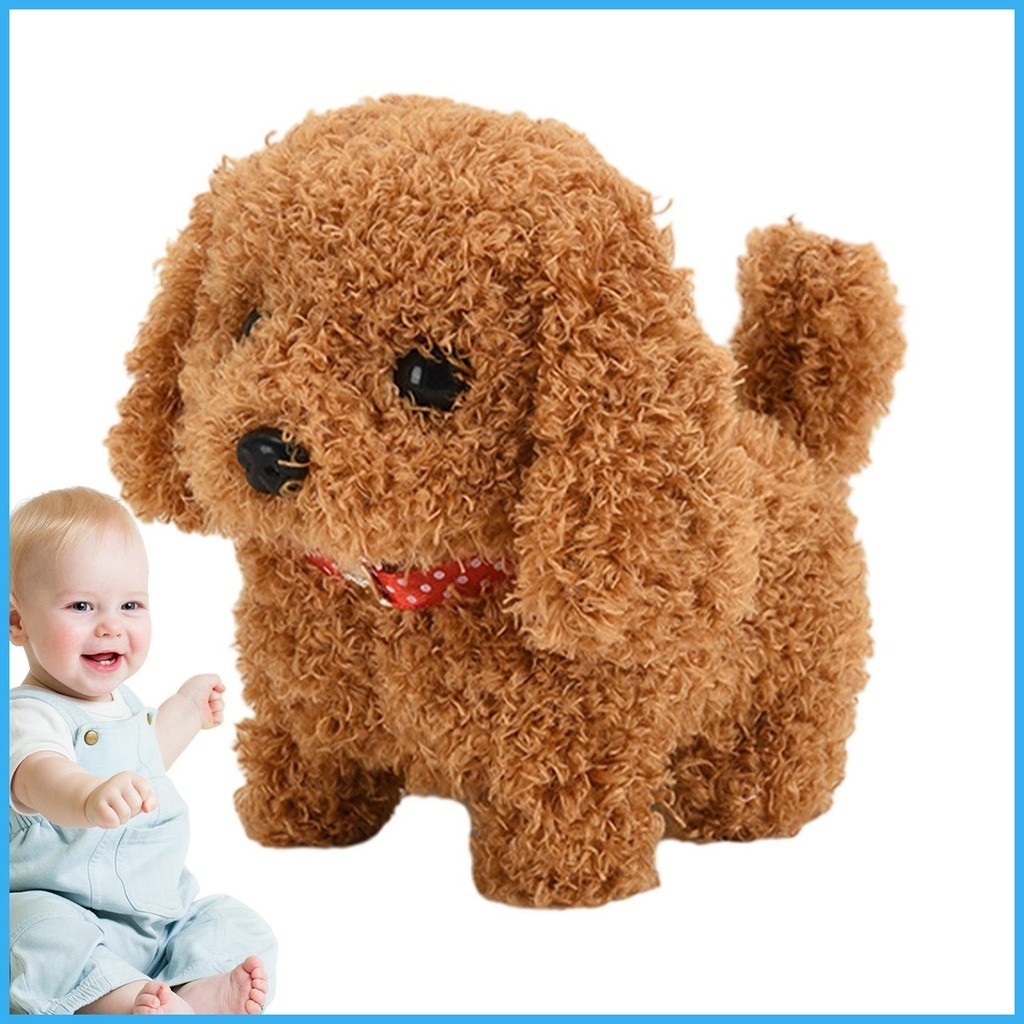 Electric Puppy Toy Plush Head Nodding Tail Wagging Sensory Dog Doll ...