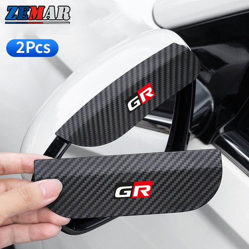 2Pcs Toyota GR Car Rear View Mirror Rain Guard Carbon Fiber Rear View ...