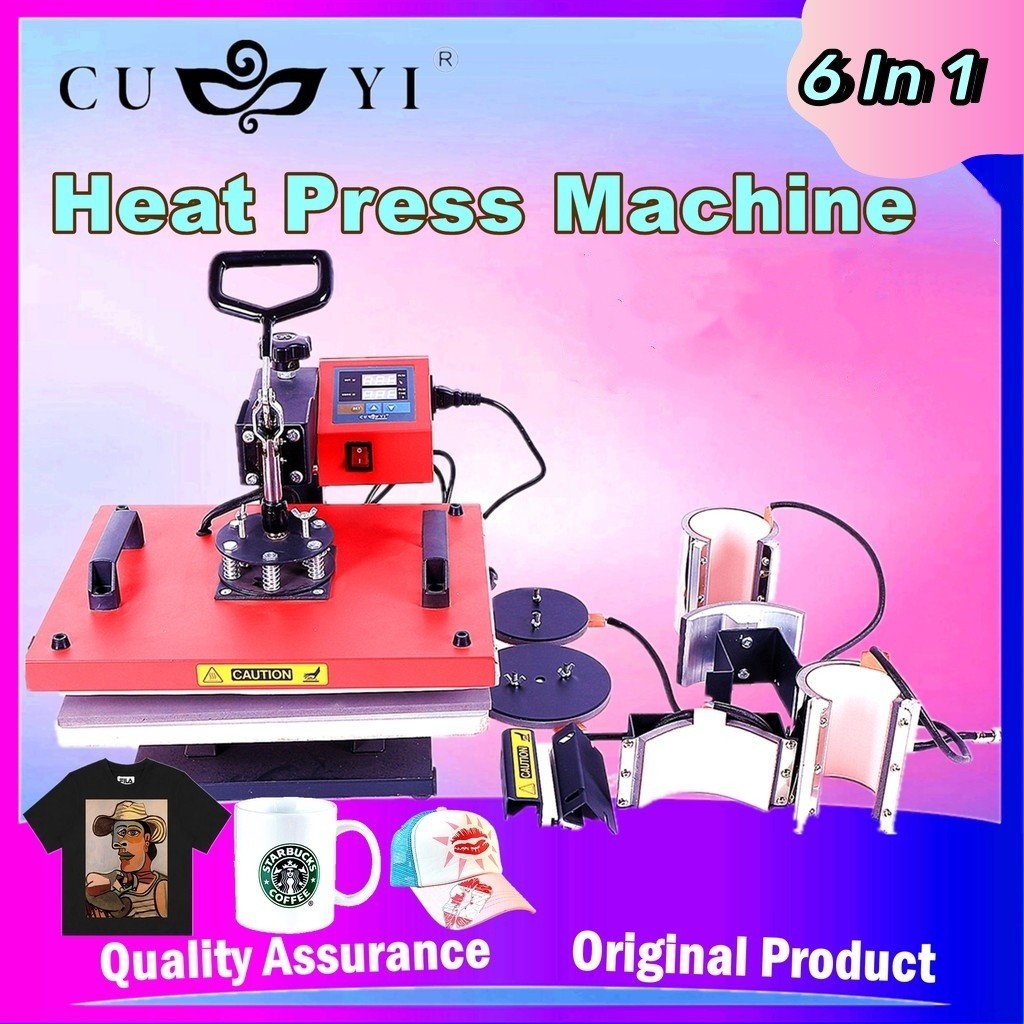 CUYI 6 In 1 Sublimation Heat Press Machine Combo (T-Shirt Press/Mug ...