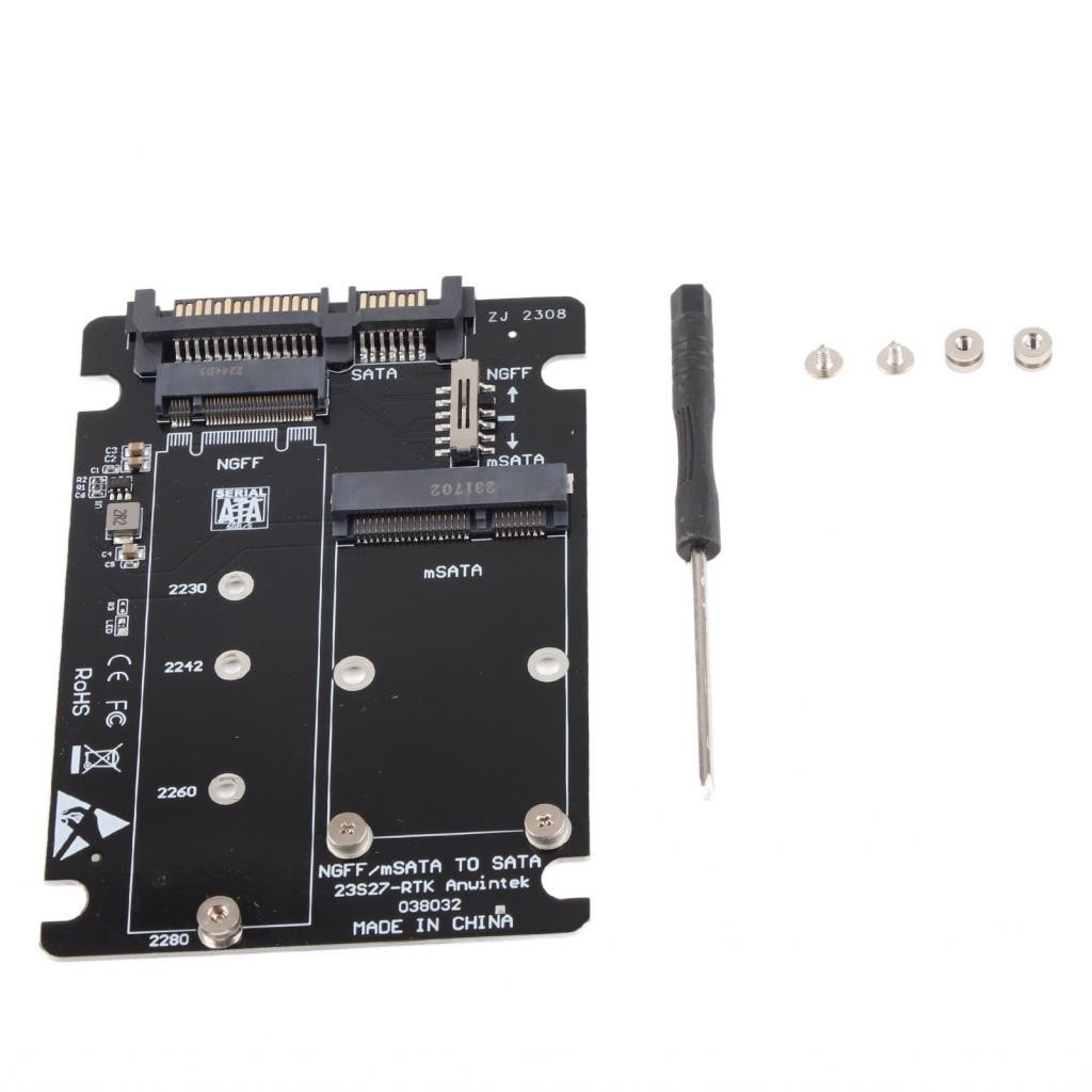 Maib 2 in 1 Mini M.2 NGFF & mSATA SSD to SATA 3.0 Hard Disk Converter ...
