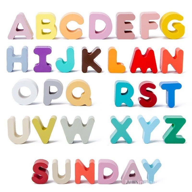 Wooden Number Alphabet Puzzle Sorting Montessori Toys for Toddlers ...