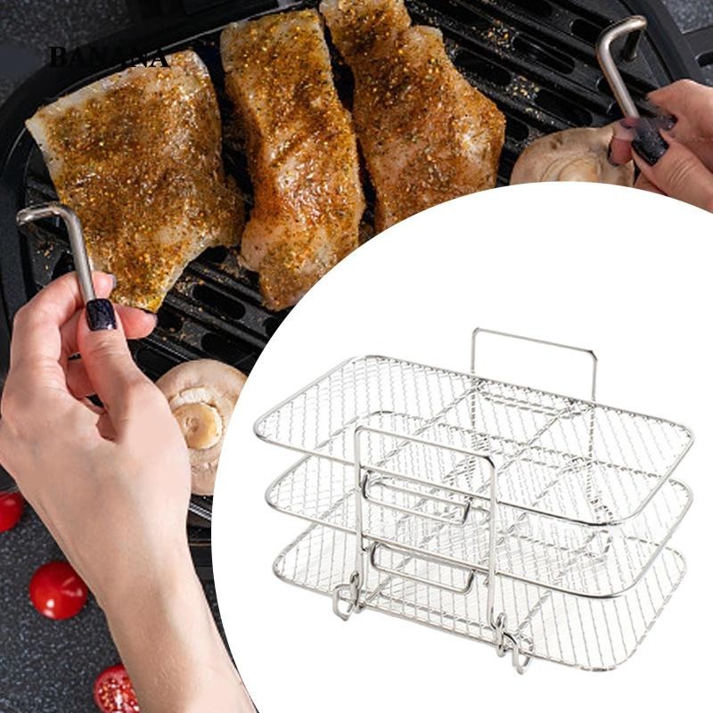 [ Multi Layer Air Fryer Rack 3 Tier Air Fryer Rack Stainless Steel ...