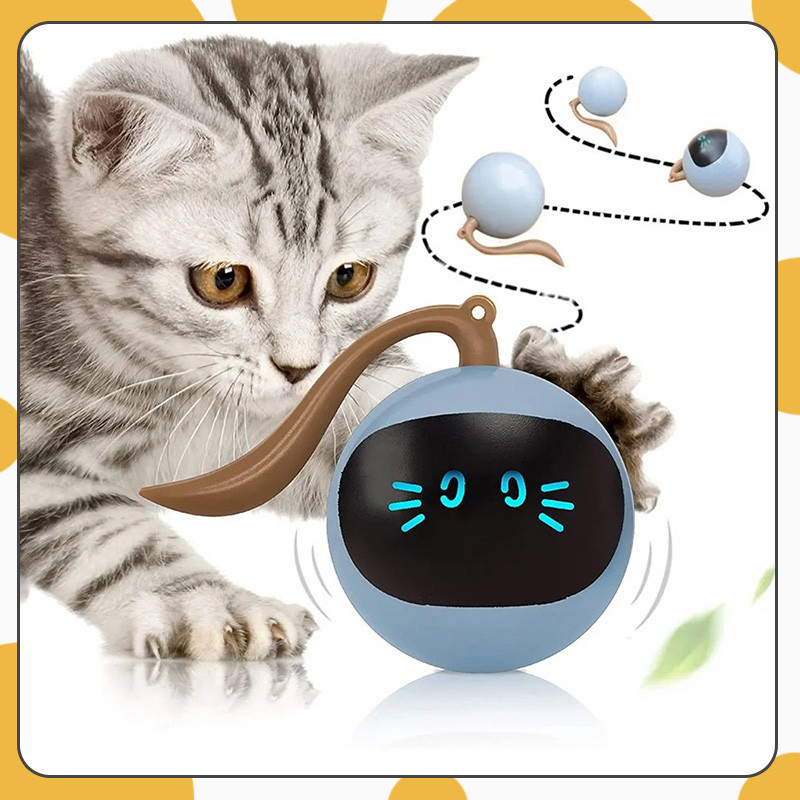 Pet Cat Dog Smart Rotation Ball USB Rechargeable LED Self Rotating ...