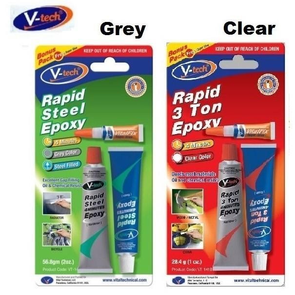 (56.8g) V-Tech Rapid Steel 4 Minutes Epoxy VT-140B1 / Rapid 3 Ton 4 ...