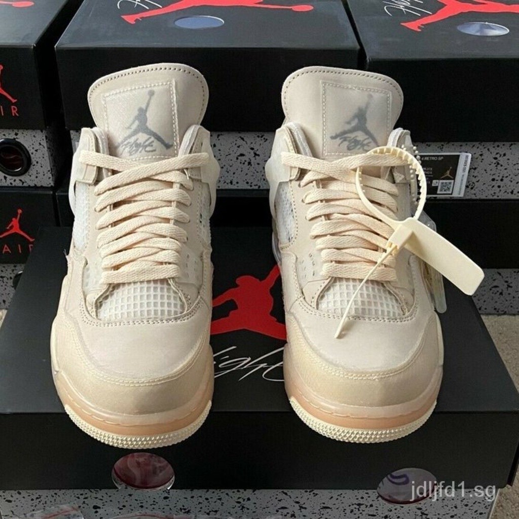 2024 T2VK Off-White Basketball Shoes x Air Jordan 4 Retro SP Cream/Sail ...